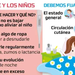 Niña con fiebre y diarrea. Consejos: quitar ropa, hidratar, vigilar. No abrigar en exceso.