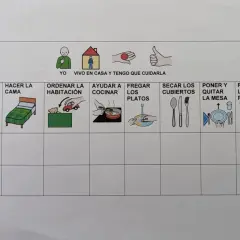 Tabla de tareas para niños con TDAH: hacer la cama, ordenar, cocinar, fregar, secar, poner/quitar mesa y regar plantas.